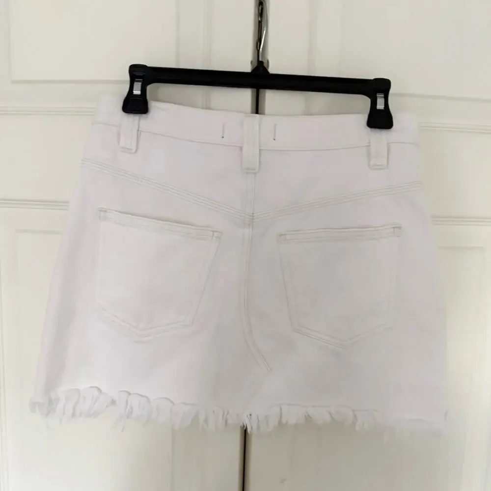 Free People We the Free Side Car Mini Skirt White Clay Denim Skirt Size 25